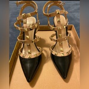 Mix No. 6 - Black and Tan Studded Heels